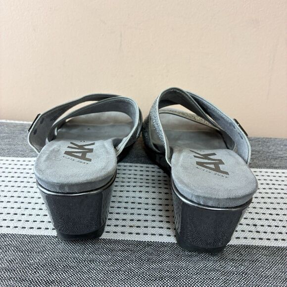 Anne Klein Sport Polly Gray Shimmer Cross Strap Wedge Women’s Sandals Size 6M - Picture 5 of 8